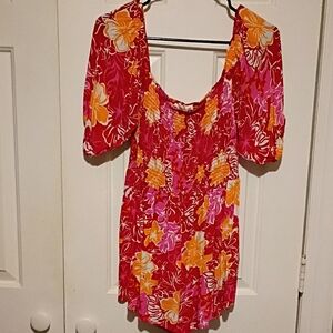Roxy Red and Orange Floral Jumpsuit